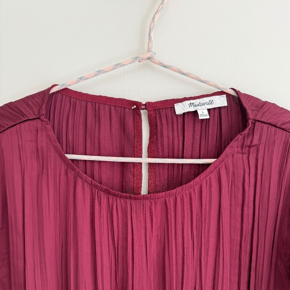 NWOT Madewell Slip Midi Dress in Plissé in Mulberry Wine Size L - Picture 6 of 8